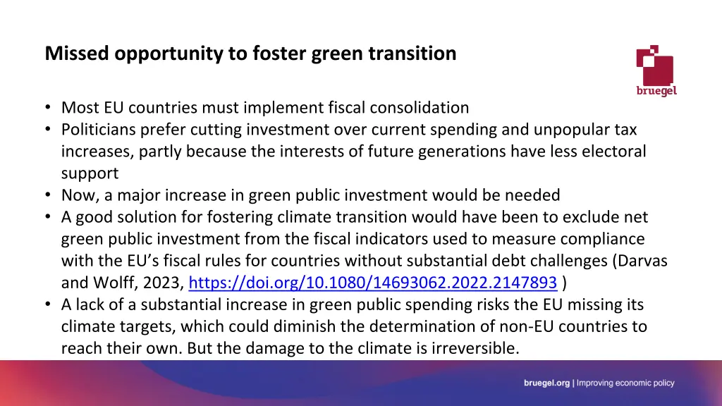 missed opportunity to foster green transition