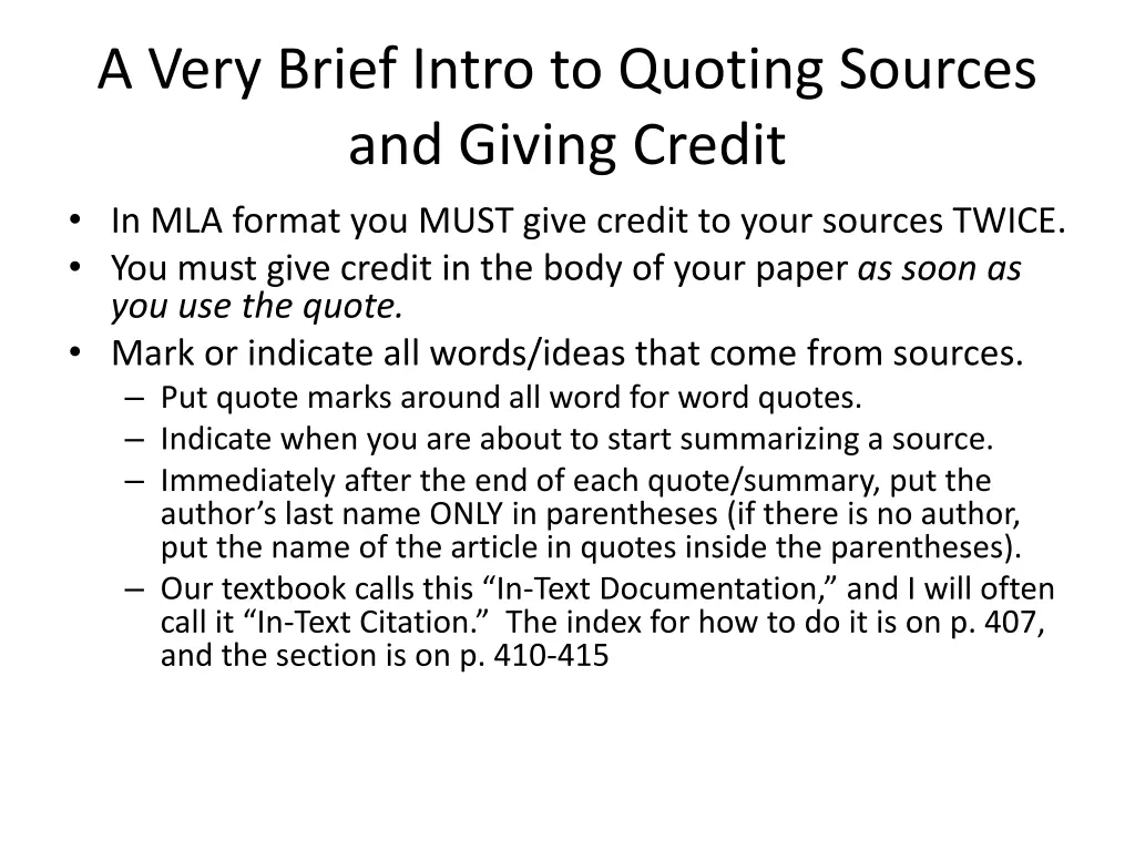 a very brief intro to quoting sources and giving