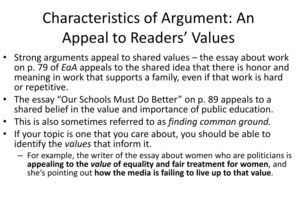 characteristics of argument an appeal to readers