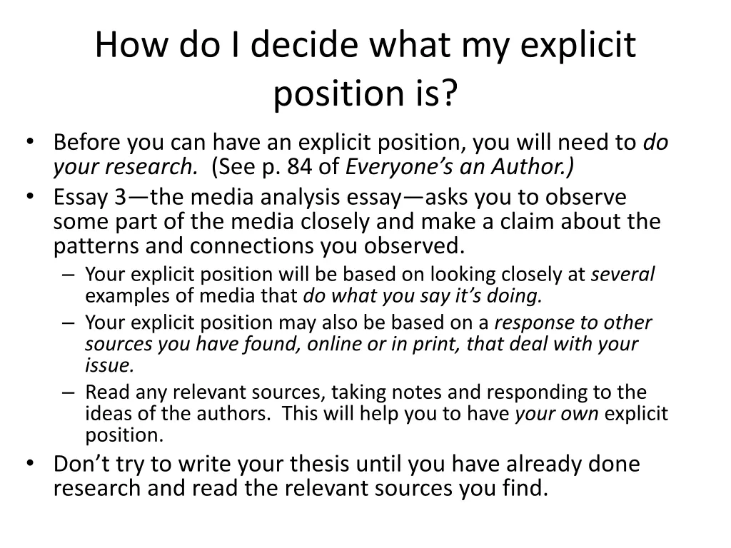 how do i decide what my explicit position