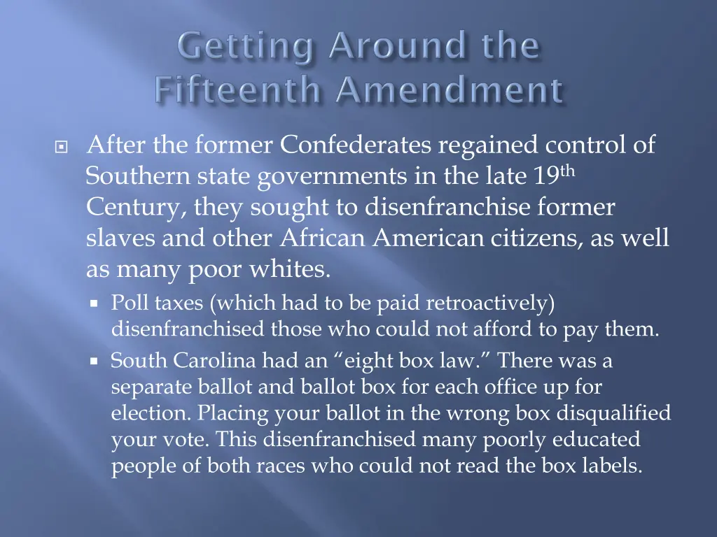 after the former confederates regained control