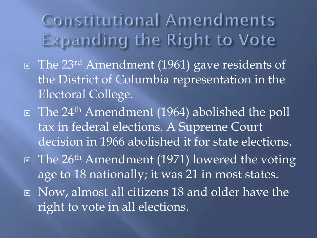 the 23 rd amendment 1961 gave residents