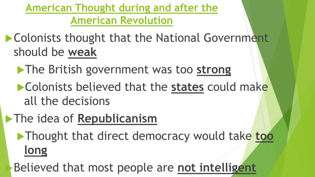 american thought during and after the american