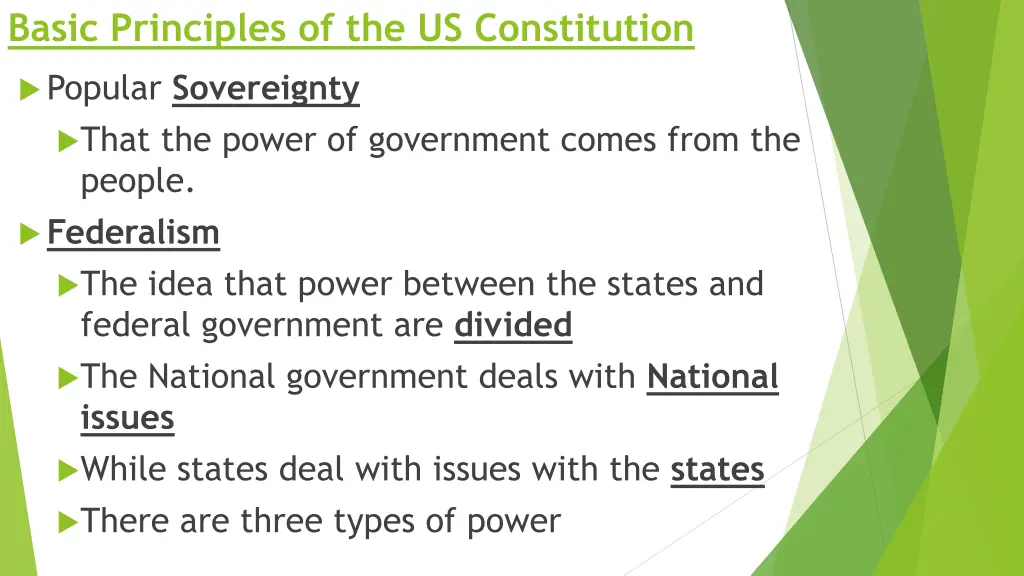 basic principles of the us constitution