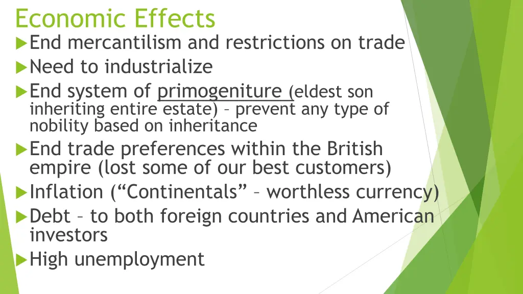 economic effects end mercantilism