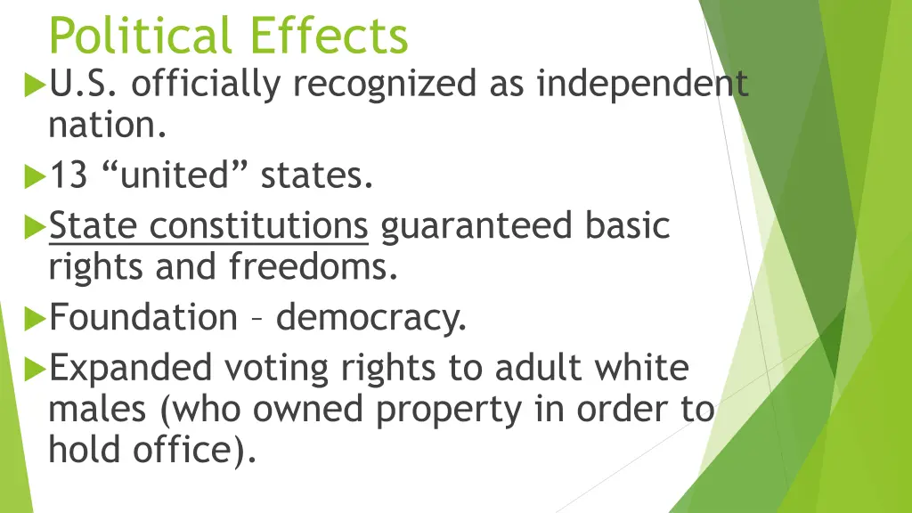 political effects u s officially recognized
