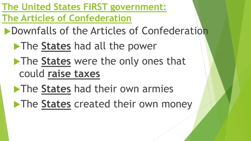 the united states first government the articles 1