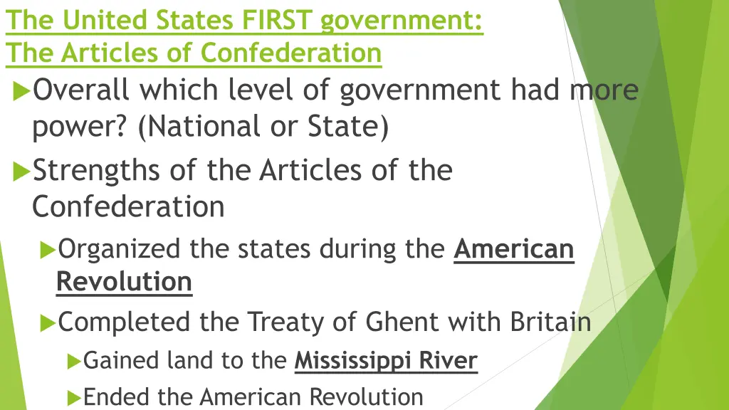 the united states first government the articles 3