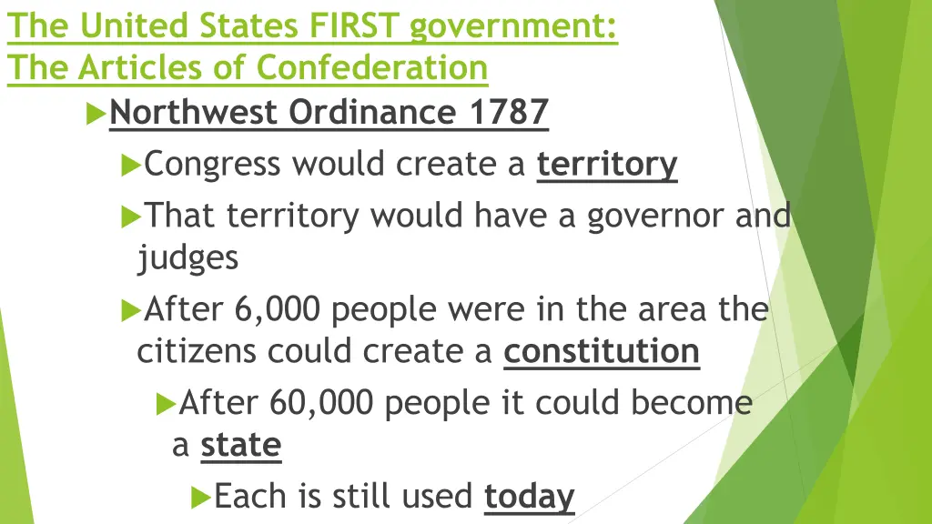 the united states first government the articles 5