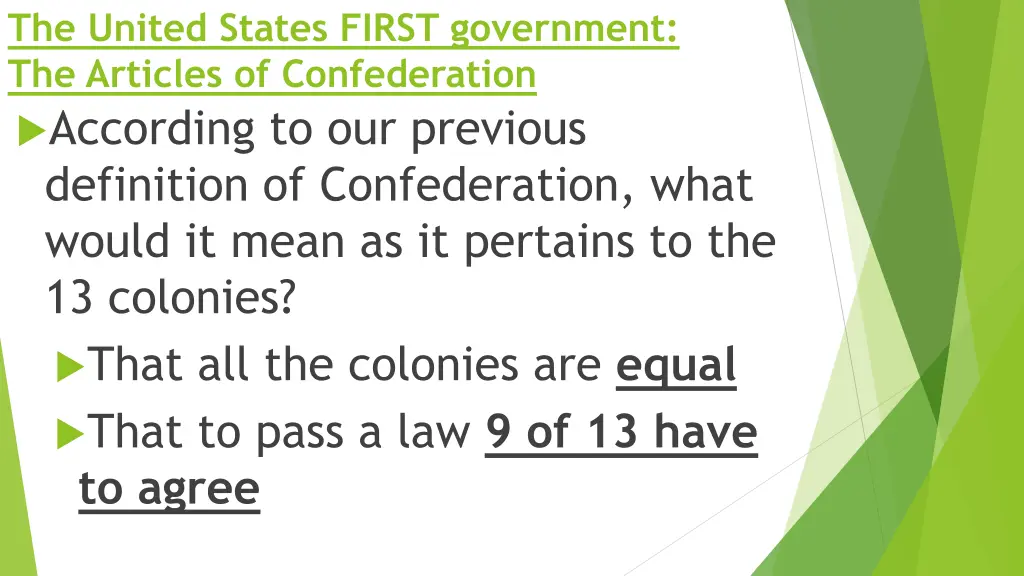 the united states first government the articles