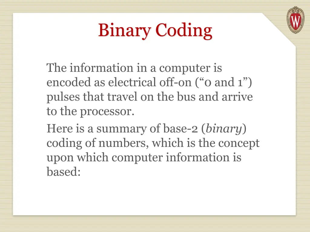 binary coding