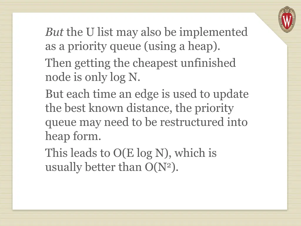 but the u list may also be implemented