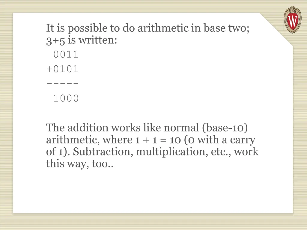 it is possible to do arithmetic in base