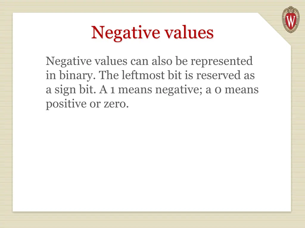 negative values