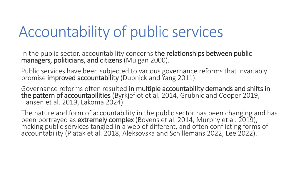 accountability of public services