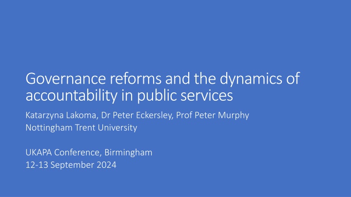 governance reforms and the dynamics