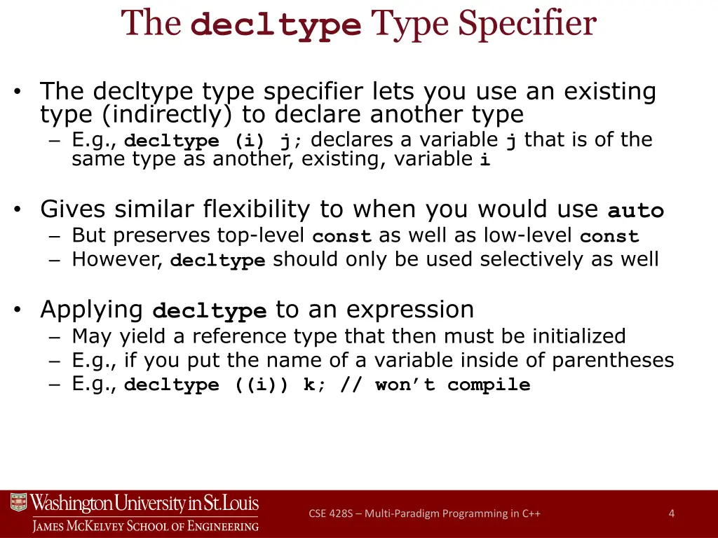 the decltype type specifier