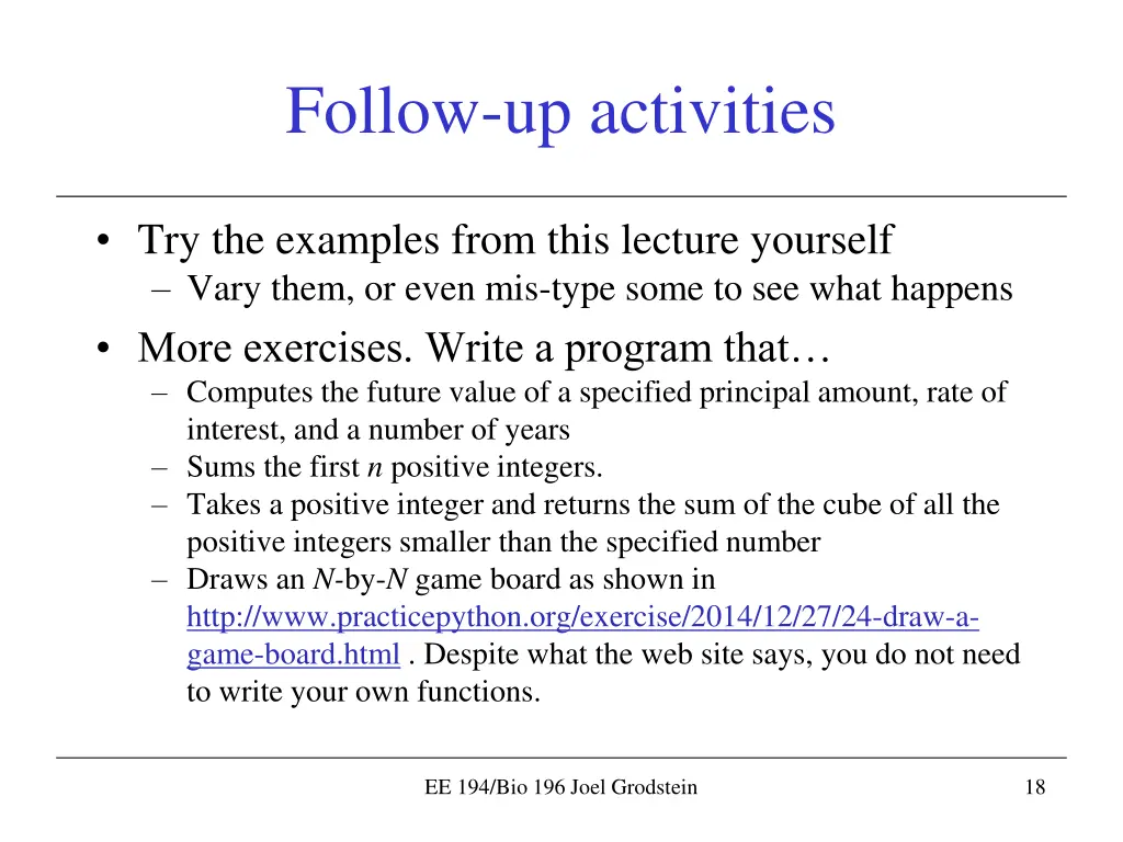 follow up activities
