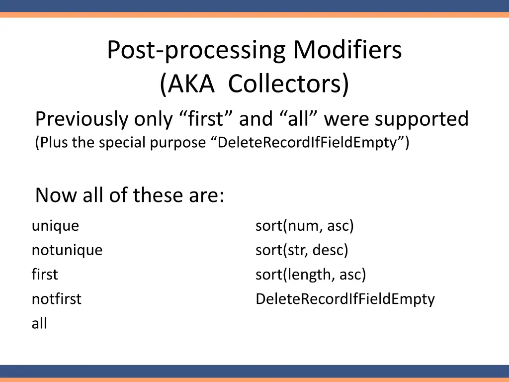 post processing modifiers aka collectors