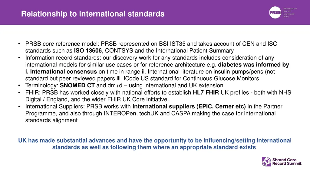 relationship to international standards