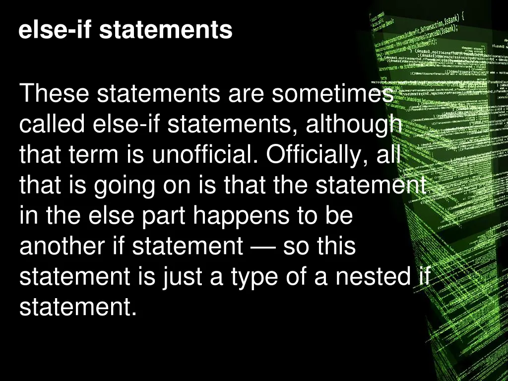 else if statements