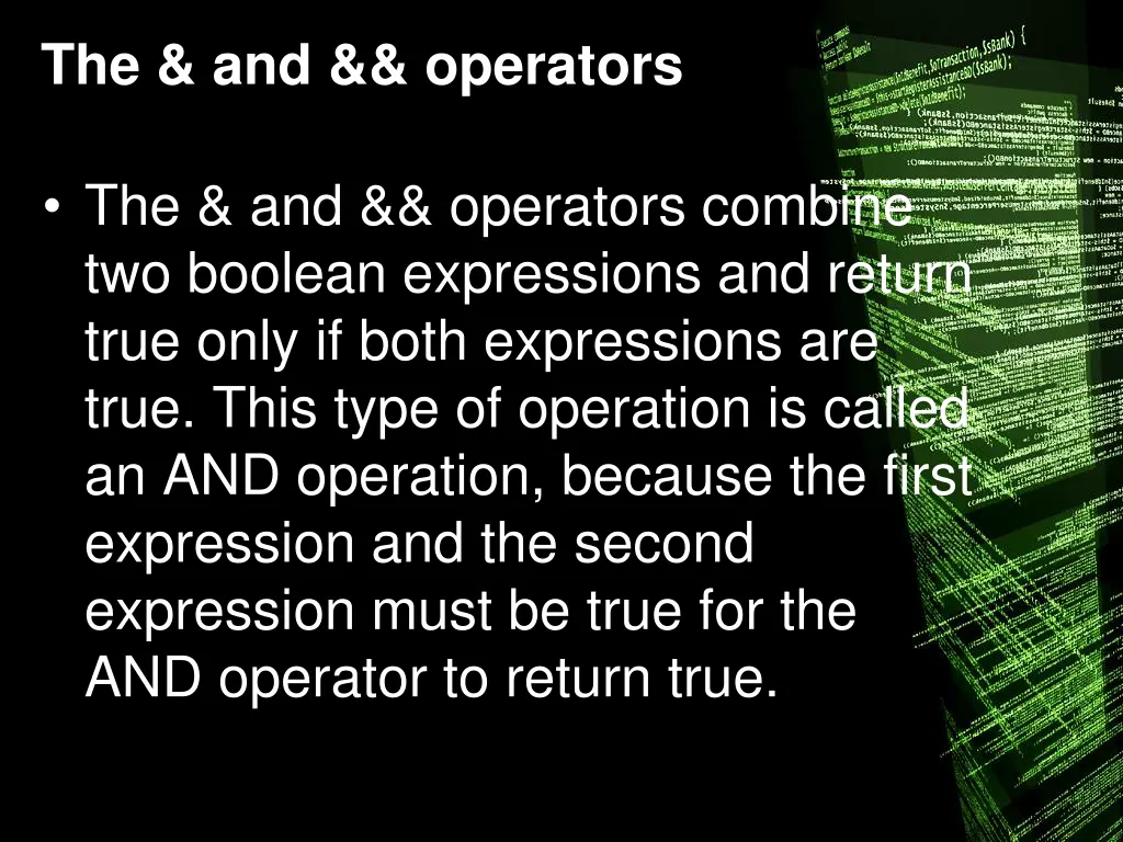 the and operators
