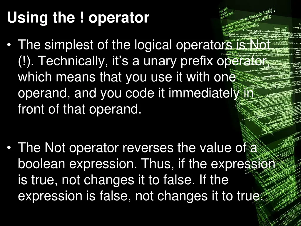 using the operator