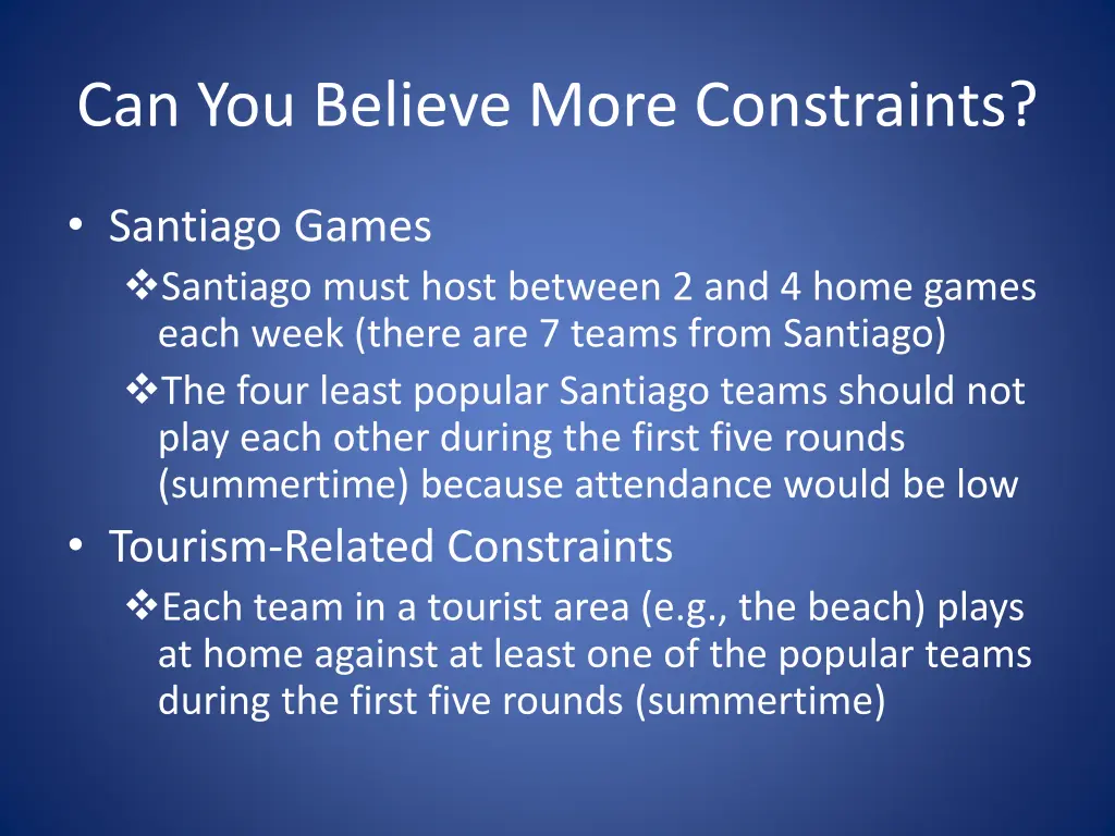 can you believe more constraints