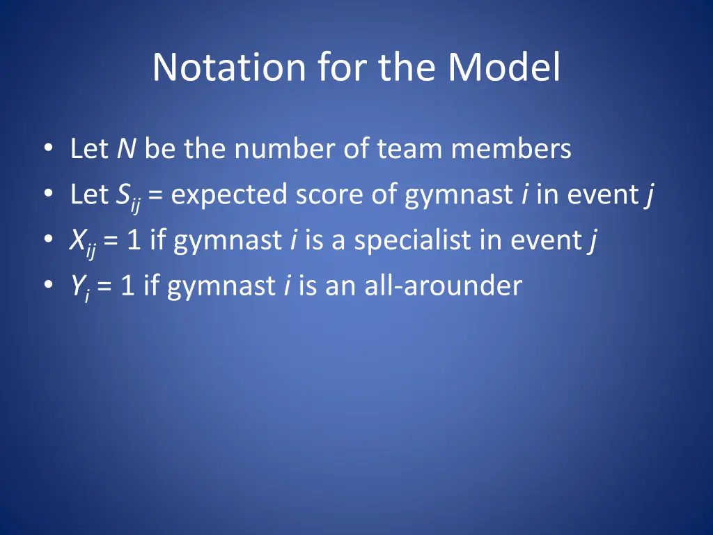 notation for the model
