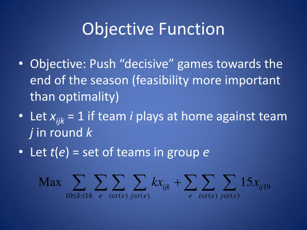 objective function