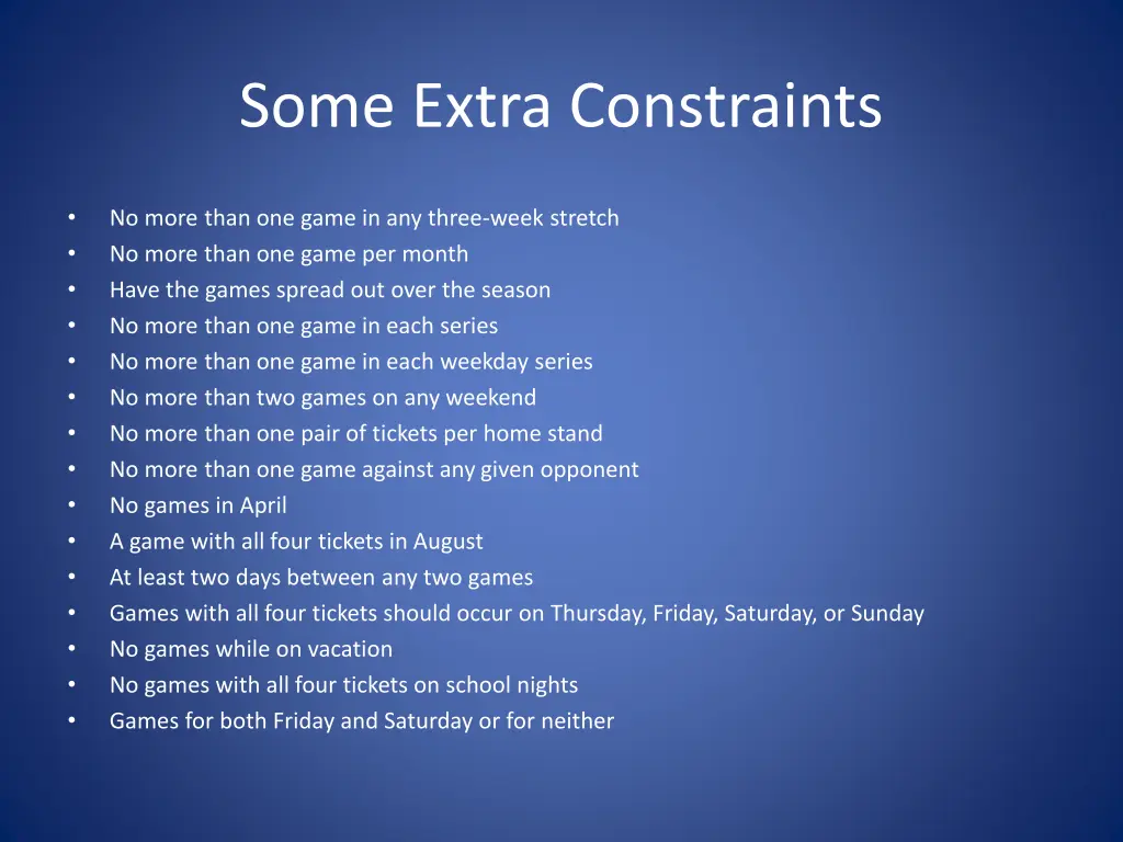 some extra constraints