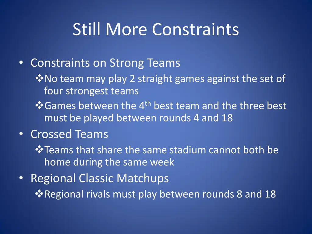 still more constraints