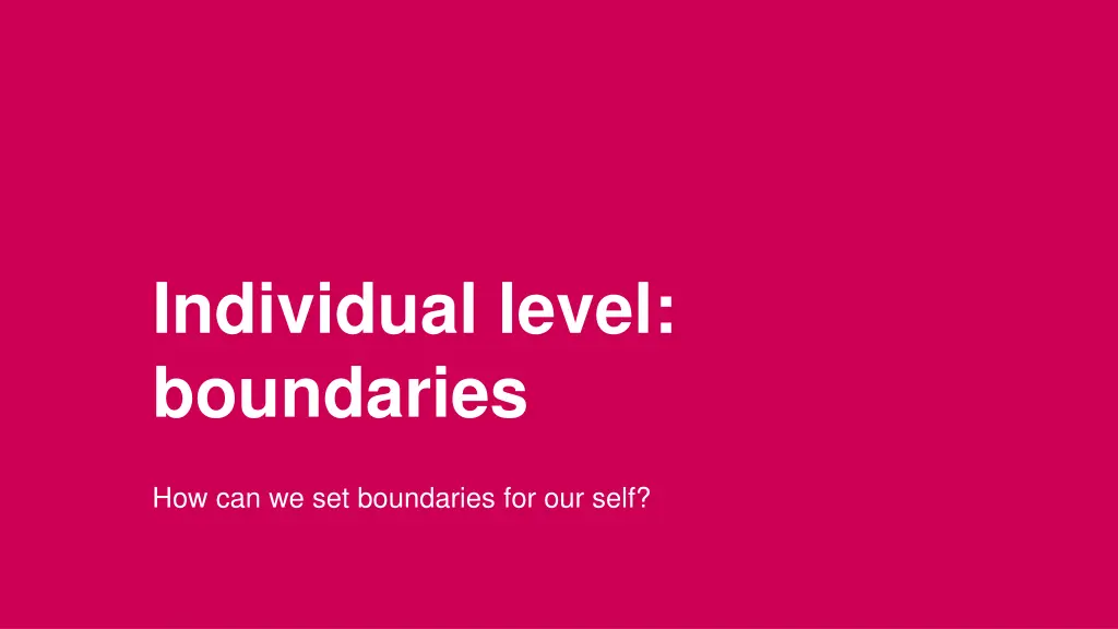 individual level boundaries