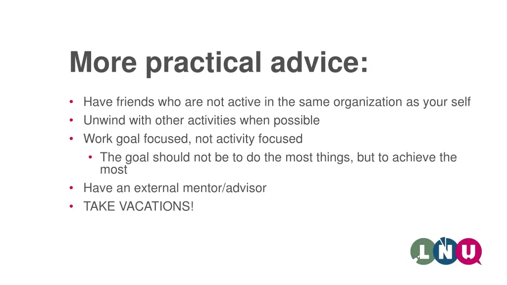 more practical advice