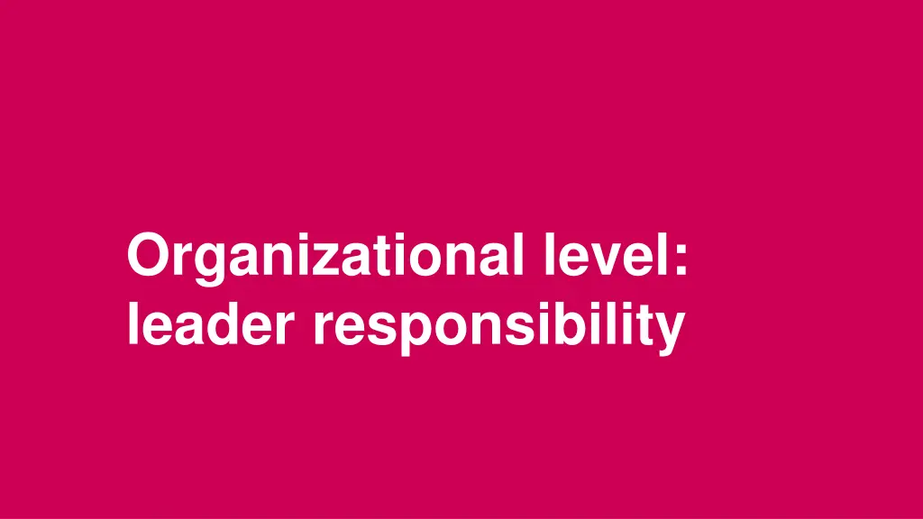 organizational level leader responsibility