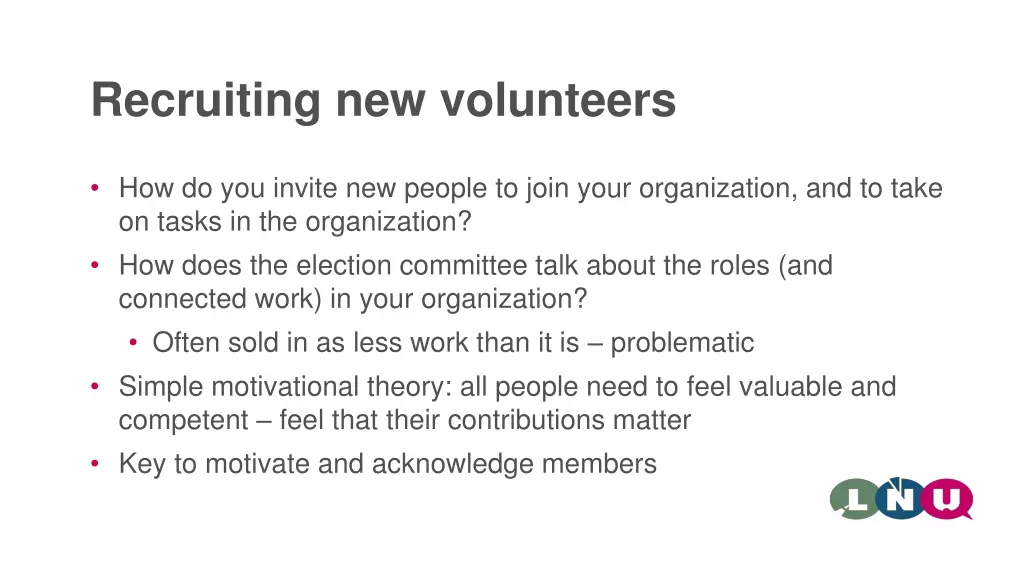 recruiting new volunteers