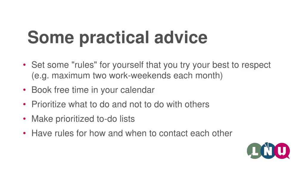 some practical advice