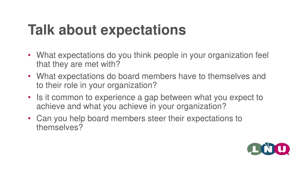 talk about expectations
