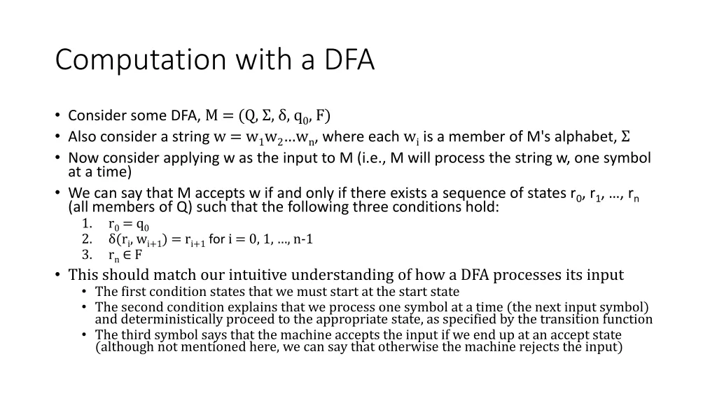 computation with a dfa
