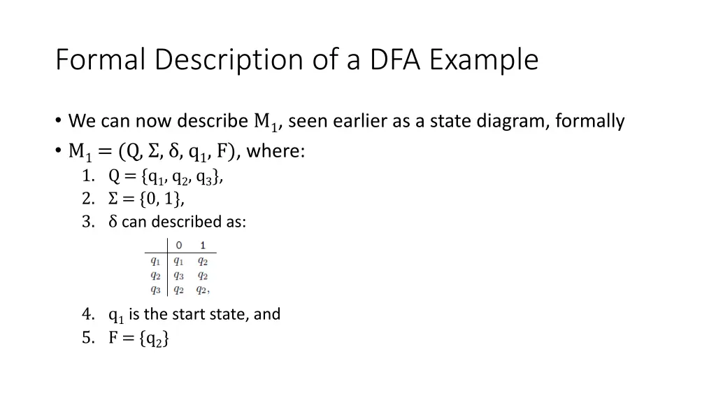 formal description of a dfa example