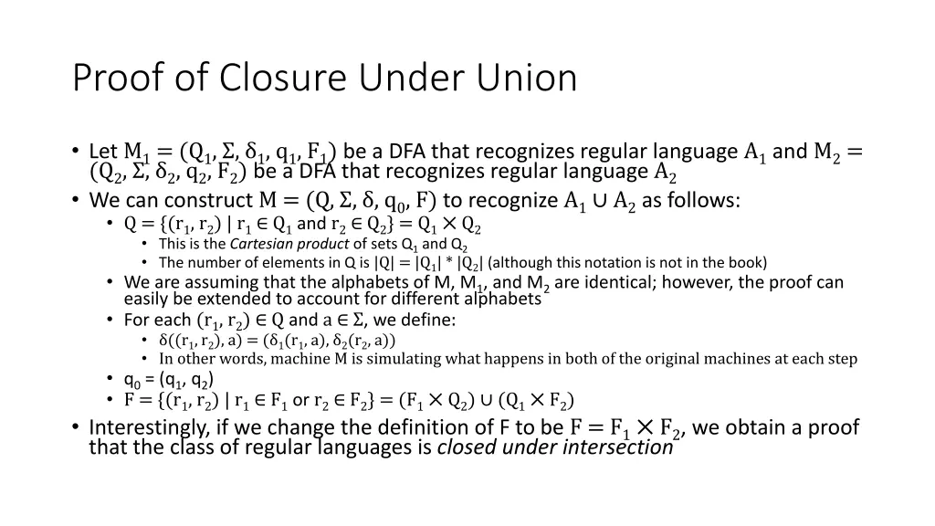 proof of closure under union