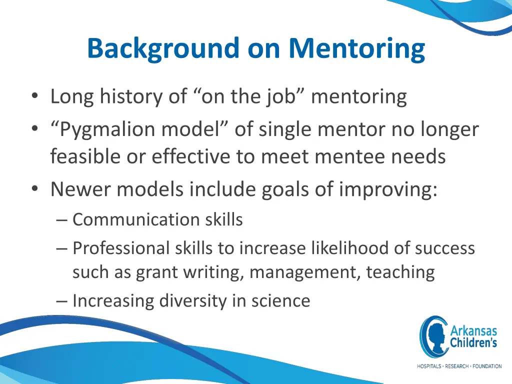background on mentoring