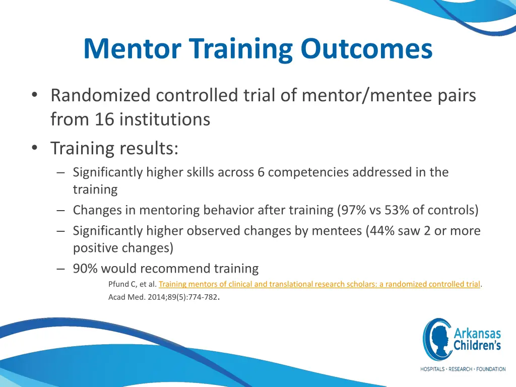 mentor training outcomes