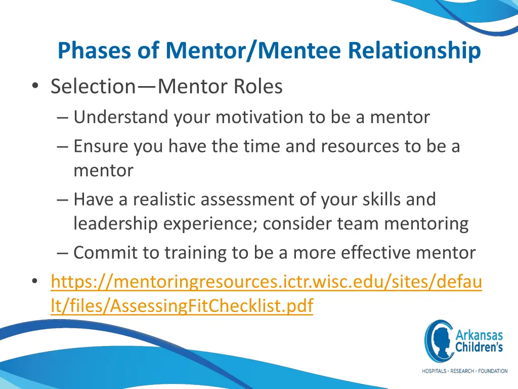 phases of mentor mentee relationship selection