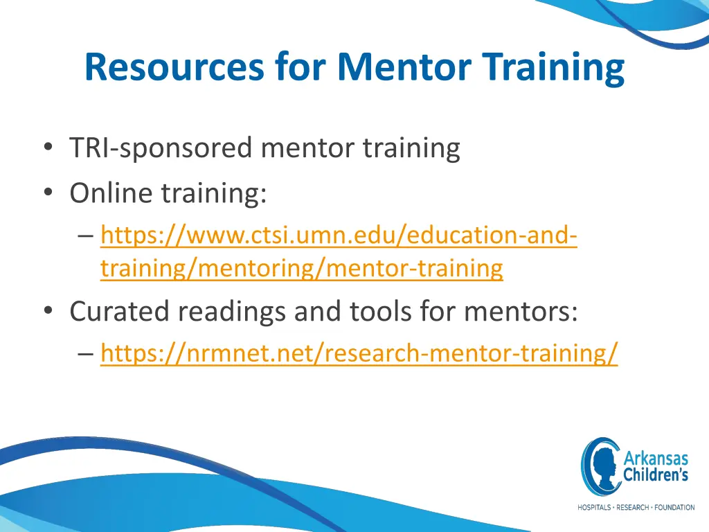 resources for mentor training