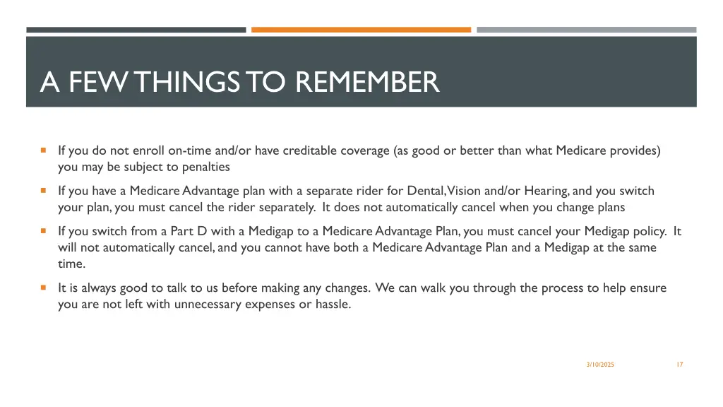a few things to remember