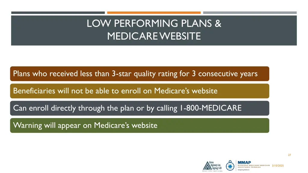 low performing plans medicare website