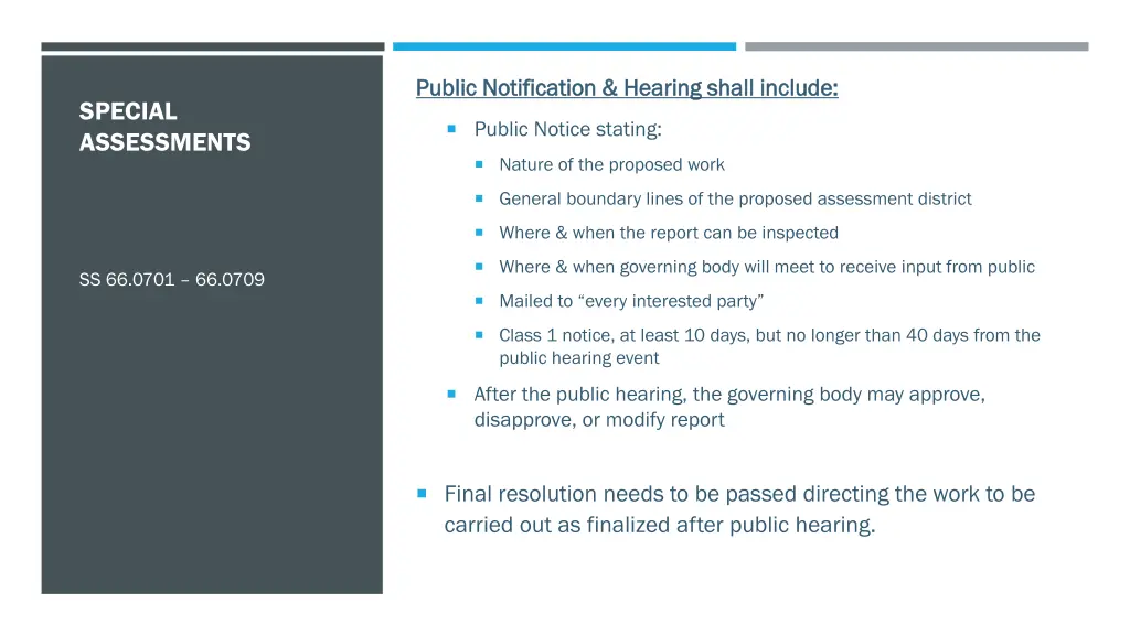 public notification hearing shall include public