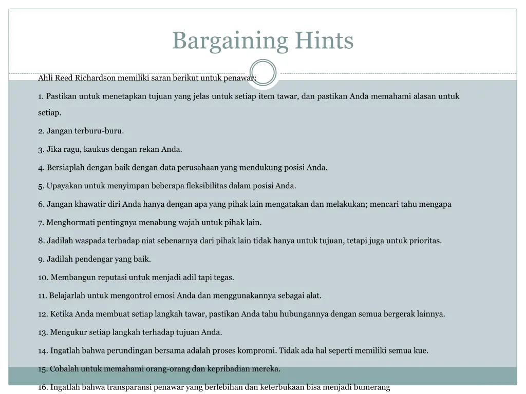 bargaining hints