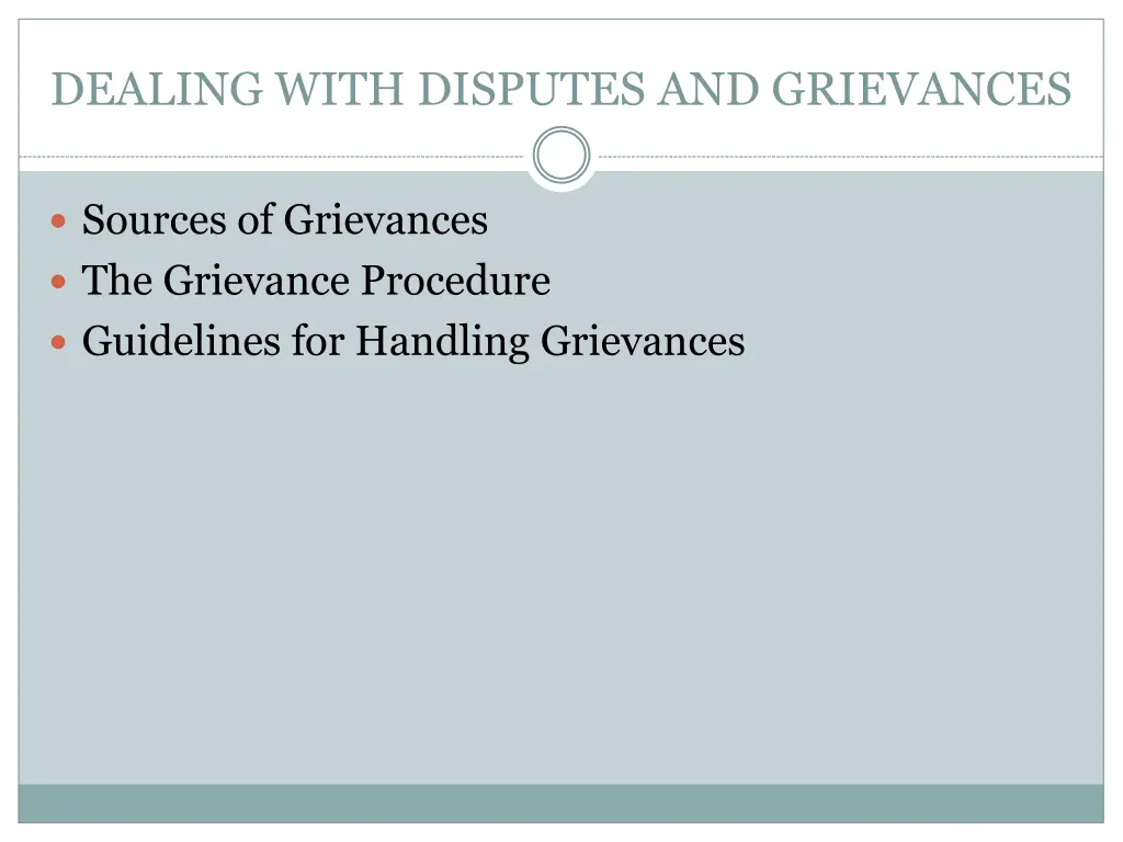 dealing with disputes and grievances